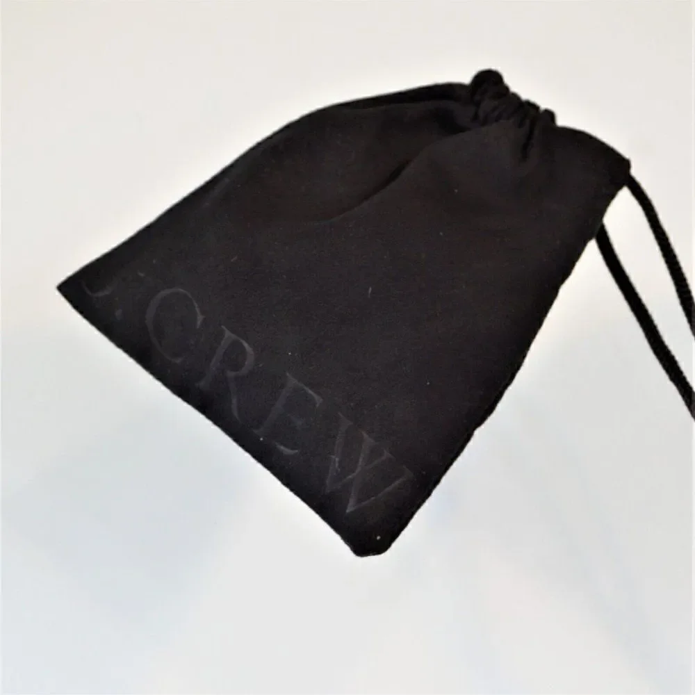 J Crew Drawstring Pouch Jewelry Dust Bag Black Sueded Fabric 4.75 x 4 in